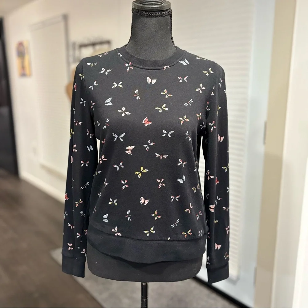 ARMEDANGELS Black Butterfly Crewneck Sweatshirt Small